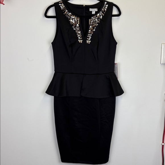 Bisou Bisou Black Dress with Sparkling Rhinestone Embellishments/ Size 10/ NWT - Picture 1 of 10